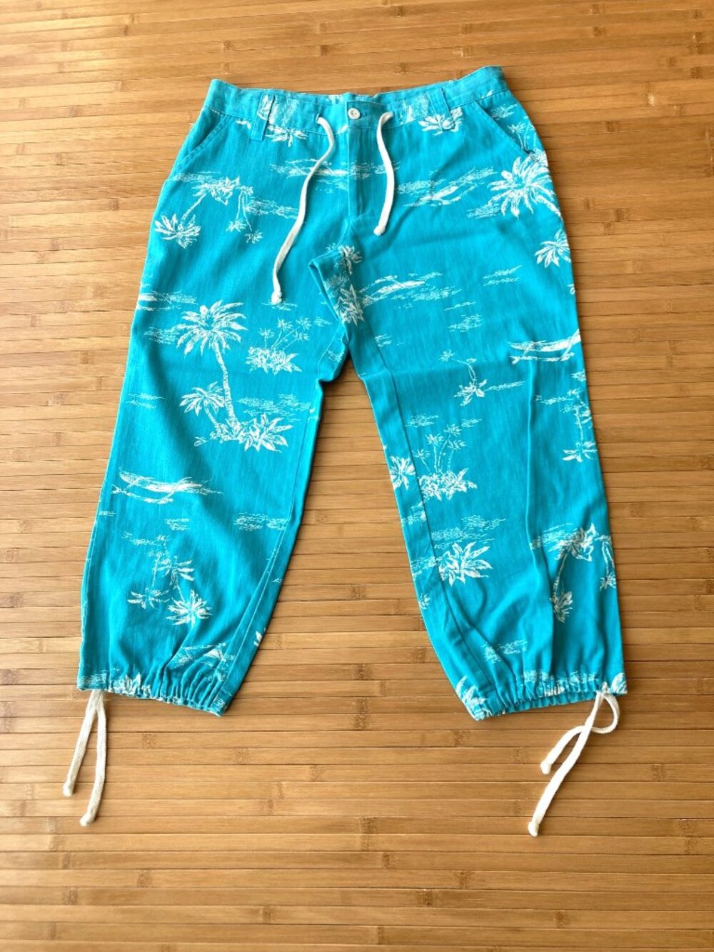 Delia's Y2K Tropical Capri Pants Womens Juniors 7/8 Blue Made in USA